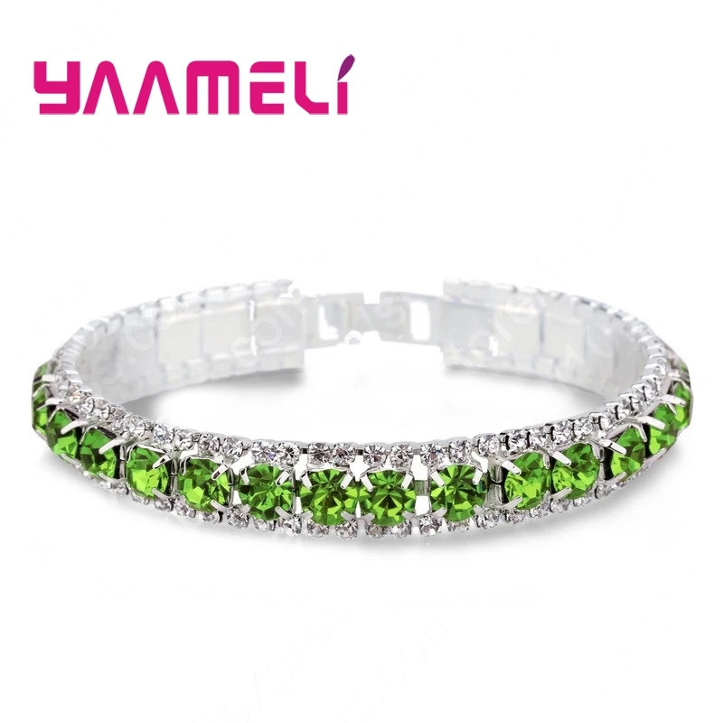Top Sale 925 Stamp Silver Color Bracelets Full AAA Zircon Austrian Crystal Femme Women Link Chain Jewelry Bangles 14 Colors - Image 27
