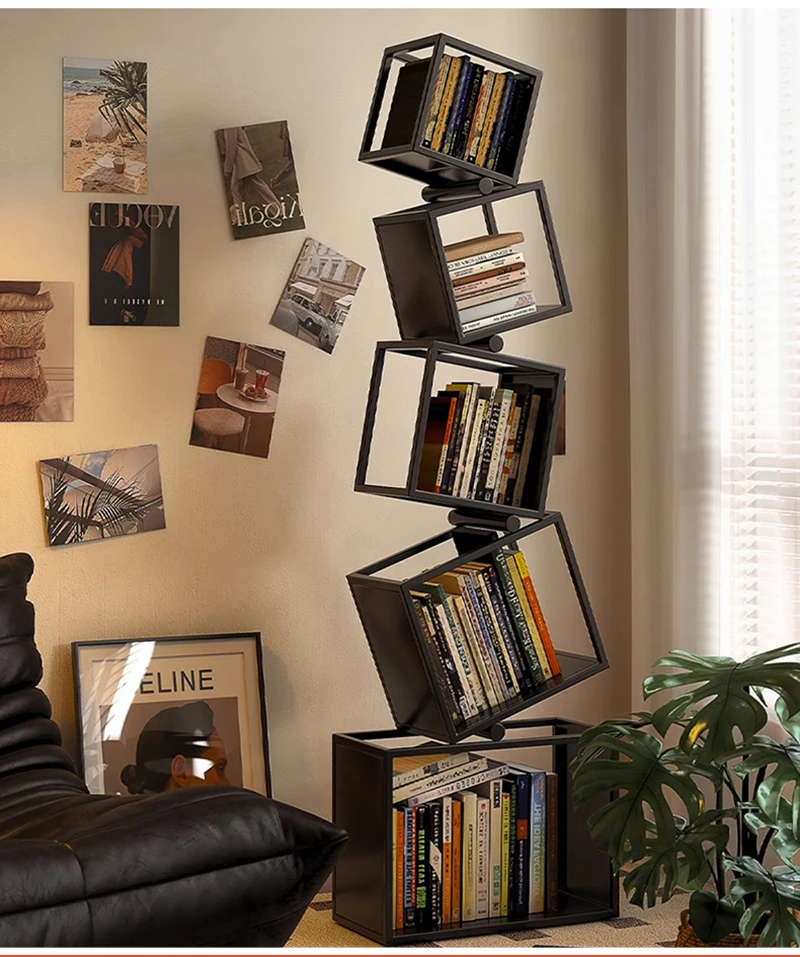 5 Layer Grid Bookshelf Modern Simple Foldable Storage Metal Living Study Room Decoration Corner Arrange Floor Standing Bookshelf - Image 10