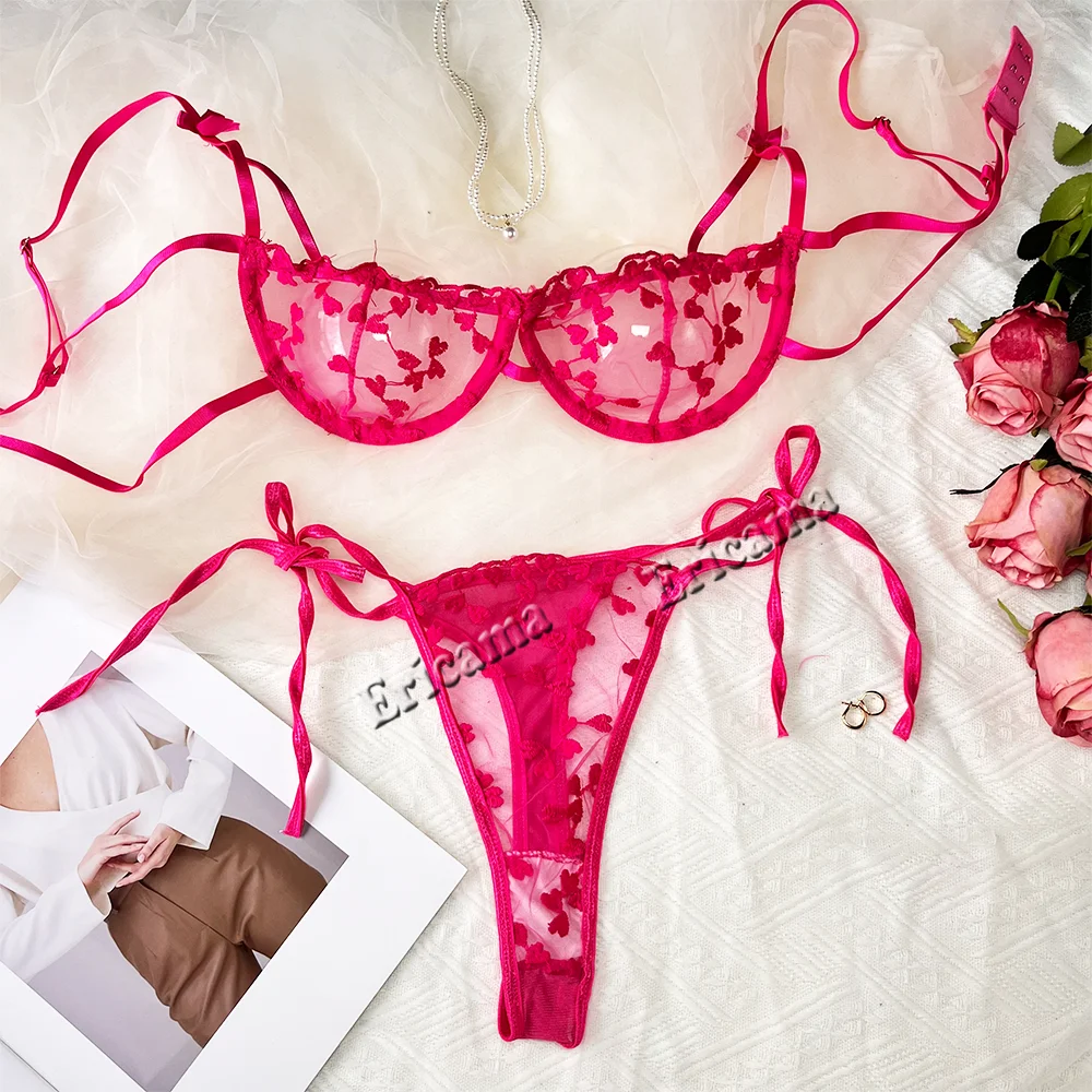 Lingerie Set Women Night Beautiful Sexy 2 Piece Floral Embroidery Underwear Sexy Erotic lingerie underwear Set Erotic Bra set - Image 7