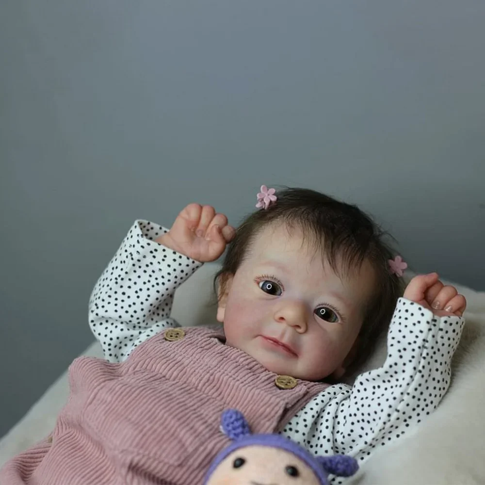 49CM Full Body Silicone Vinyl Reborn Baby Doll Felicia Same as Picture Lifelike Soft Touch3D Skin Hand-Root Hair Visible - Image 4