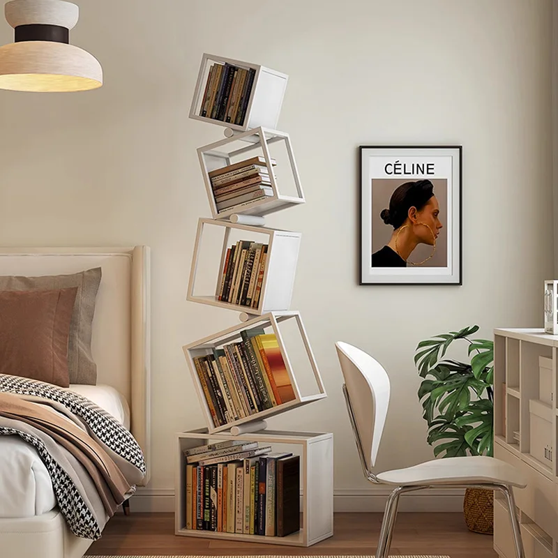 5 Layer Grid Bookshelf Modern Simple Foldable Storage Metal Living Study Room Decoration Corner Arrange Floor Standing Bookshelf - Image 2