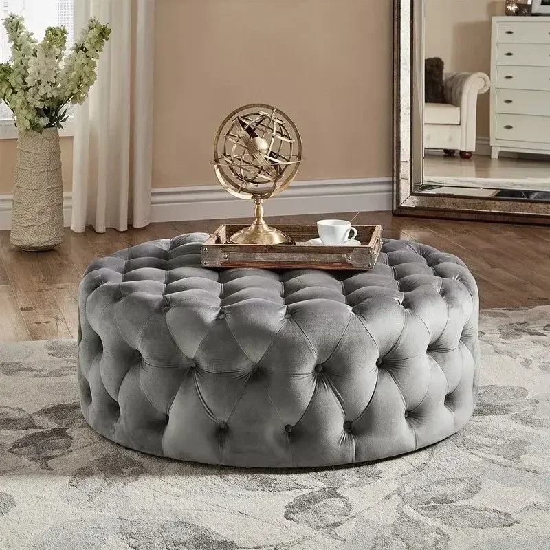 Nordic velvet Floor stool Corner sofa chair round vanity stool design big soft ottoman pouf Child Low stool luxury furniture - Image 13