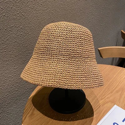 Beach Korean Straw Hat Summer Women Visor Bucket Hat Fisherman Hat Hand weaving Panama Girl Fishing Chapeau Sun Hats tool - Image 8
