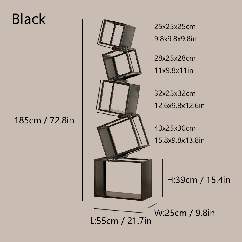 5 Layer Grid Bookshelf Modern Simple Foldable Storage Metal Living Study Room Decoration Corner Arrange Floor Standing Bookshelf - Image 7