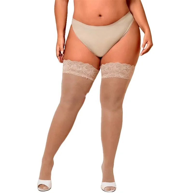 Women Plus Size Thigh High Stockings Lace Top Silicon Anti-skid Fashion NightClub Wear Sheer Over Knee Socks Female XXL - Image 22