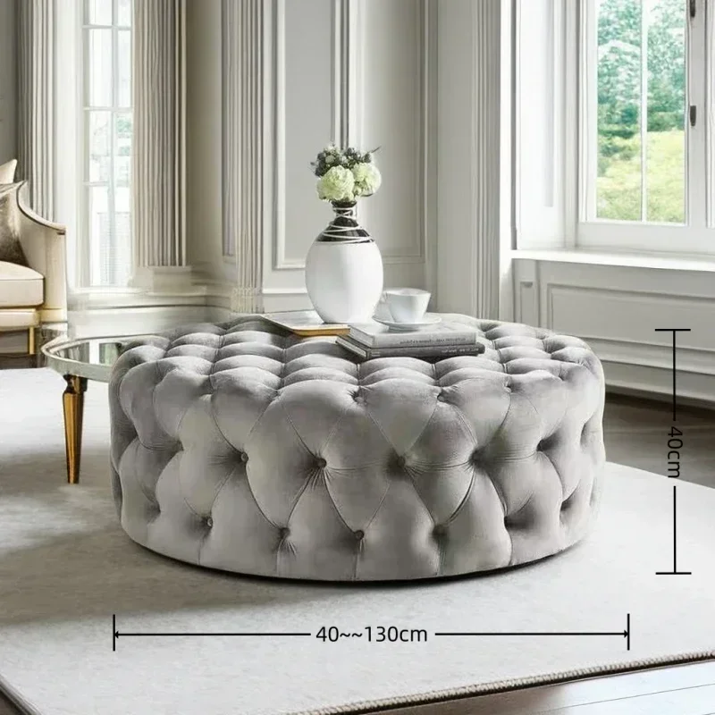 Nordic velvet Floor stool Corner sofa chair round vanity stool design big soft ottoman pouf Child Low stool luxury furniture - Image 27