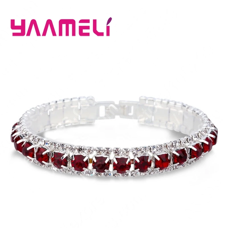 Top Sale 925 Stamp Silver Color Bracelets Full AAA Zircon Austrian Crystal Femme Women Link Chain Jewelry Bangles 14 Colors - Image 33
