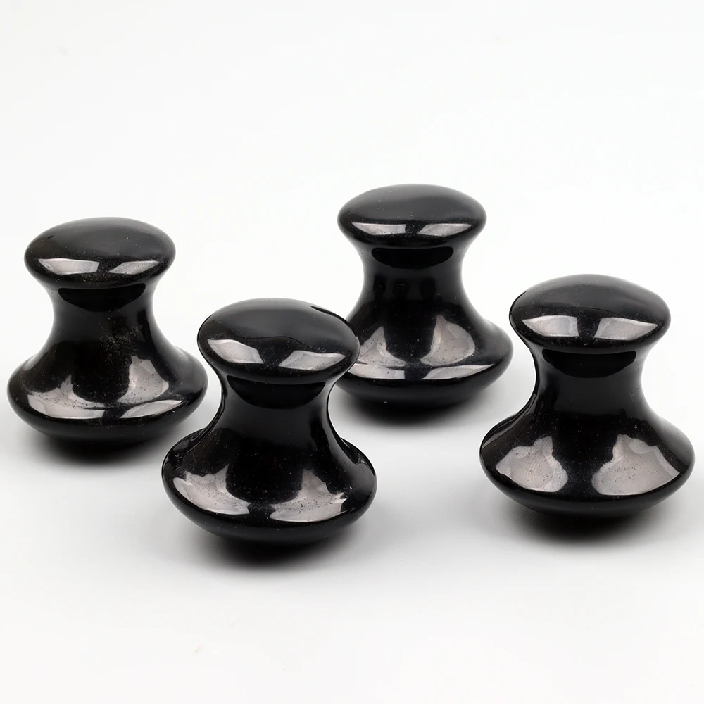 Obsidian Mushroom Face Care Massager Natural Crystal Gua Sha Tool Massage Head Eye Skincare Scraper Wrinkle Beauty Products - Image 3