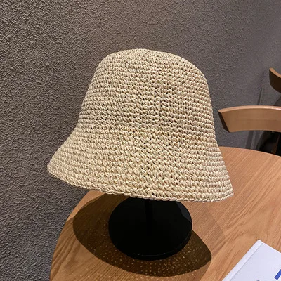 Beach Korean Straw Hat Summer Women Visor Bucket Hat Fisherman Hat Hand weaving Panama Girl Fishing Chapeau Sun Hats tool - Image 11