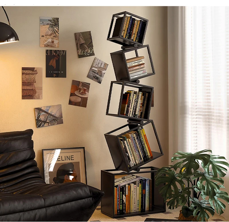 5 Layer Grid Bookshelf Modern Simple Foldable Storage Metal Living Study Room Decoration Corner Arrange Floor Standing Bookshelf - Image 13
