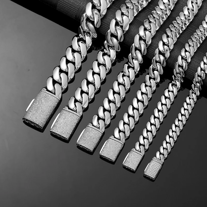Hip Hop Rock Stainless Steel Rhombus Cuban Miami Link Chain Bracelets for Men Bling Iced Out Rapper Jewelry Gold Silver Color - Image 4