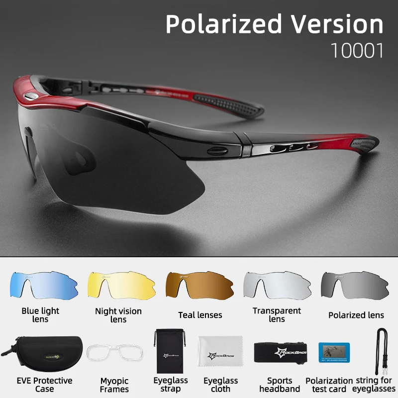 ROCKBROS Cycling Polarized glasses Bike Sunglasses Outdoor Sports Sunglasses MTB PC Goggles Eyewear 5/3 Lens Bicycle Accessory - Image 12