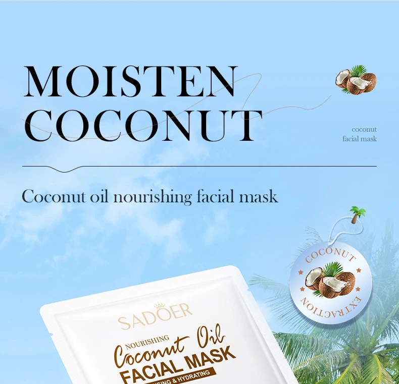 5pcs SADOER Coconut Face Mask Facial skincare Moisturizing Firming Hydrating Nourishing Facial Masks Face Skin Care Products - Image 7