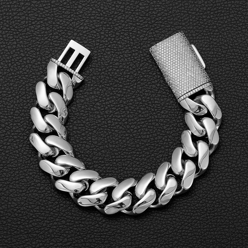 Hip Hop Rock Stainless Steel Rhombus Cuban Miami Link Chain Bracelets for Men Bling Iced Out Rapper Jewelry Gold Silver Color - Image 10