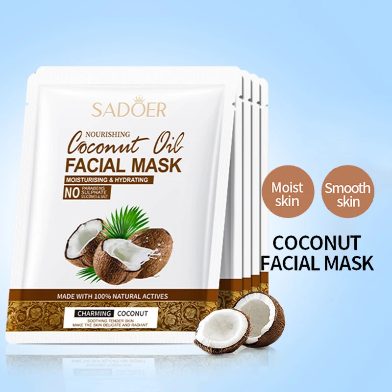 5pcs SADOER Coconut Face Mask Facial skincare Moisturizing Firming Hydrating Nourishing Facial Masks Face Skin Care Products - Image 5