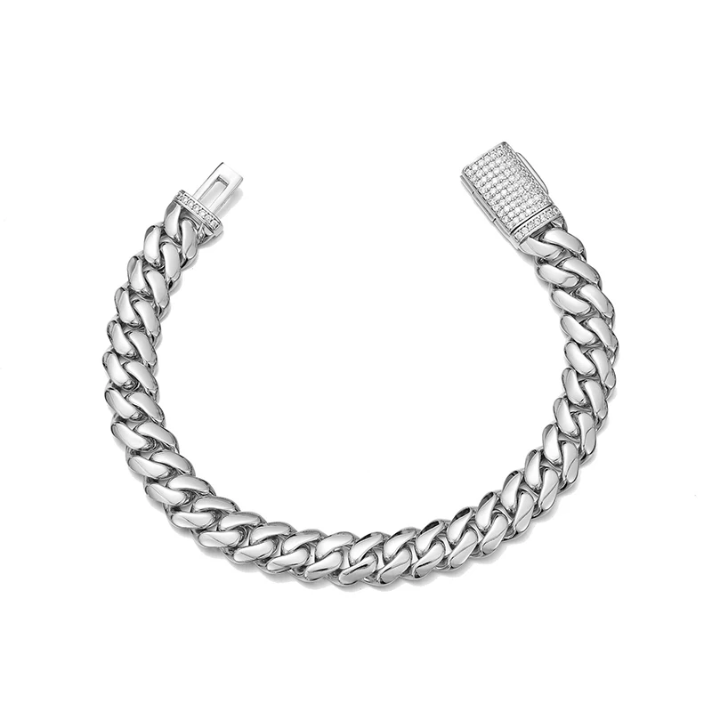 Hip Hop Rock Stainless Steel Rhombus Cuban Miami Link Chain Bracelets for Men Bling Iced Out Rapper Jewelry Gold Silver Color - Image 6