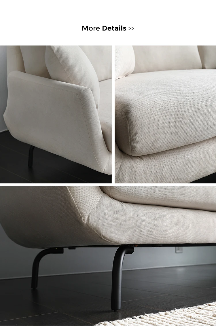 Furniture White Living Room 2 Seater Modern Nordic Scandinavian Upholstery Small Comfy High Quality - Image 13