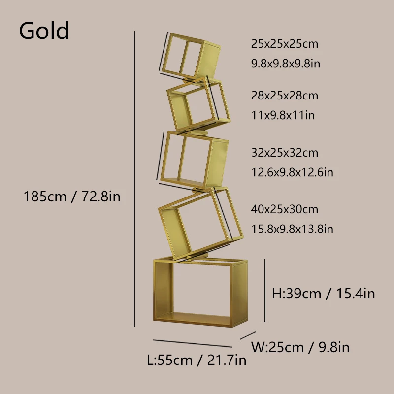 5 Layer Grid Bookshelf Modern Simple Foldable Storage Metal Living Study Room Decoration Corner Arrange Floor Standing Bookshelf - Image 5