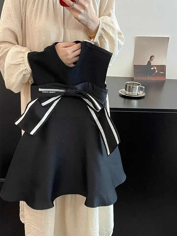 RAISE Baby Girl Bow Vest Dress Striped Infant Toddler Kids Girl Sleeveless Vestido Summer Vintage 1-8Yrs child Girl Ruched Dress - Image 7