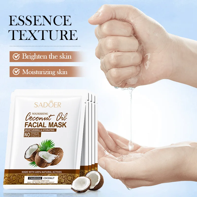 5pcs SADOER Coconut Face Mask Facial skincare Moisturizing Firming Hydrating Nourishing Facial Masks Face Skin Care Products - Image 3