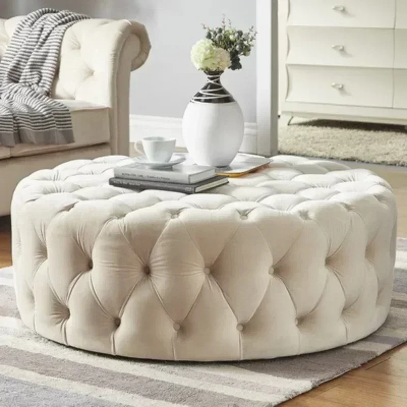 Nordic velvet Floor stool Corner sofa chair round vanity stool design big soft ottoman pouf Child Low stool luxury furniture - Image 10