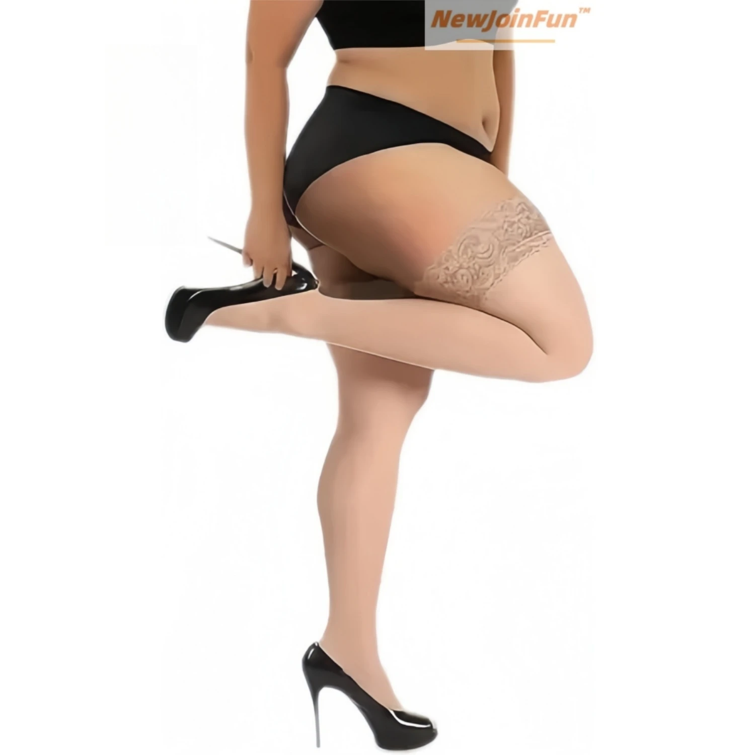 Women Plus Size Thigh High Stockings Lace Top Silicon Anti-skid Fashion NightClub Wear Sheer Over Knee Socks Female XXL - Image 14