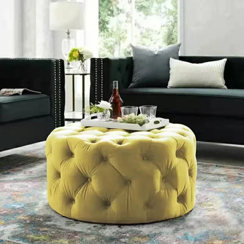 Nordic velvet Floor stool Corner sofa chair round vanity stool design big soft ottoman pouf Child Low stool luxury furniture - Image 5