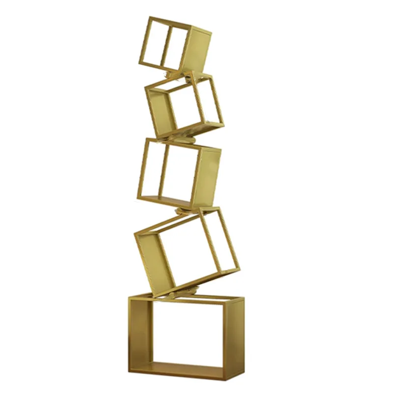 5 Layer Grid Bookshelf Modern Simple Foldable Storage Metal Living Study Room Decoration Corner Arrange Floor Standing Bookshelf - Image 6
