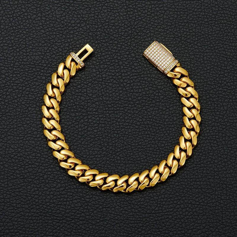 Hip Hop Rock Stainless Steel Rhombus Cuban Miami Link Chain Bracelets for Men Bling Iced Out Rapper Jewelry Gold Silver Color - Image 25