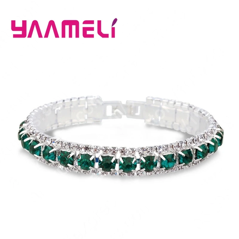 Top Sale 925 Stamp Silver Color Bracelets Full AAA Zircon Austrian Crystal Femme Women Link Chain Jewelry Bangles 14 Colors - Image 32