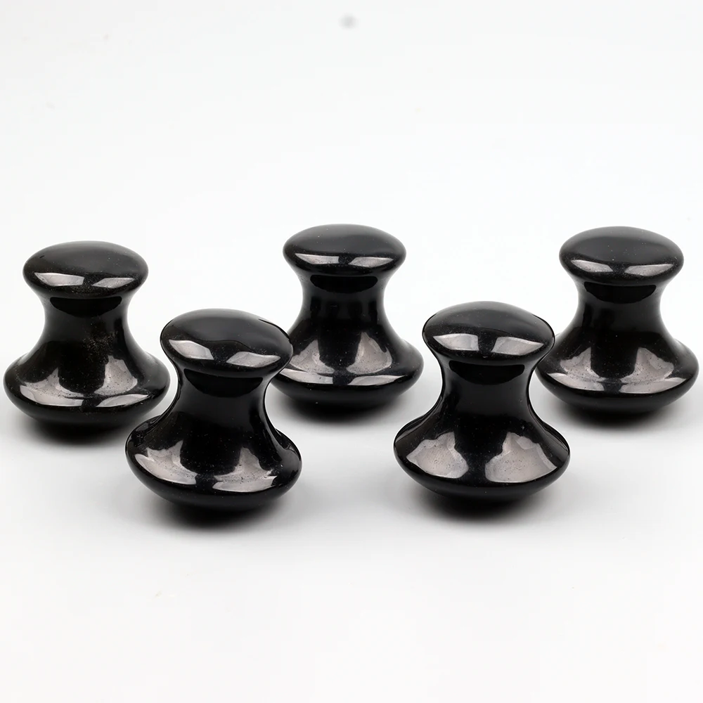 Obsidian Mushroom Face Care Massager Natural Crystal Gua Sha Tool Massage Head Eye Skincare Scraper Wrinkle Beauty Products - Image 5
