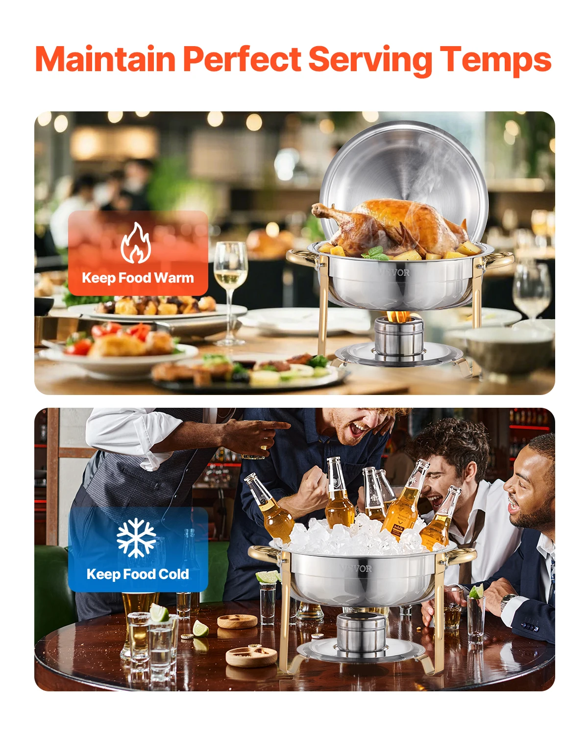 SucceBuy 4 Pack Chafing Dish Buffet Set Stainless Steel Chafer w/4 Full Size Pan Round Catering Warmer Server for Party Banquets - Image 3
