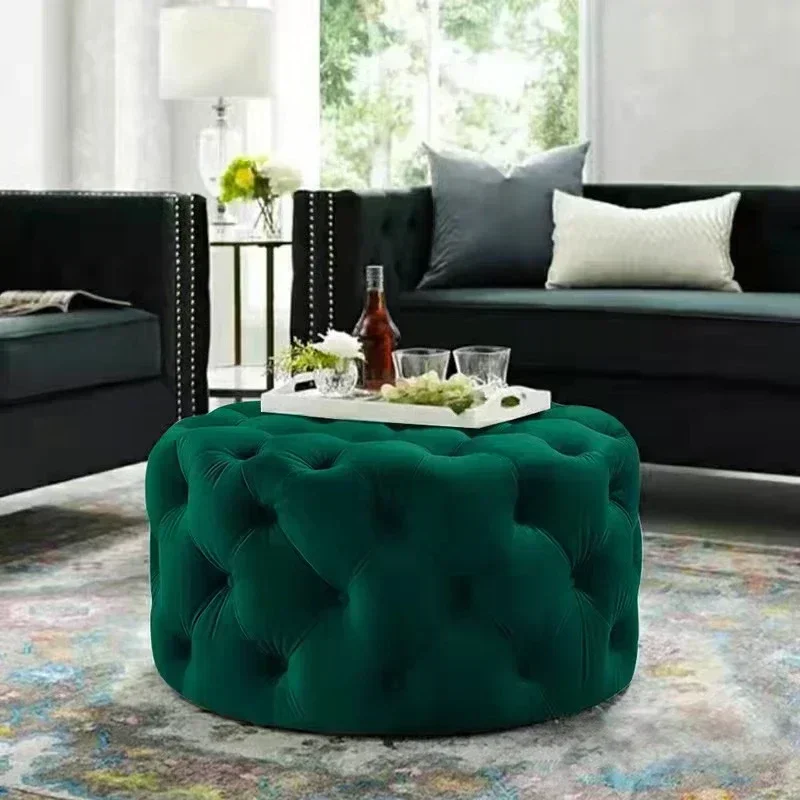Nordic velvet Floor stool Corner sofa chair round vanity stool design big soft ottoman pouf Child Low stool luxury furniture - Image 4