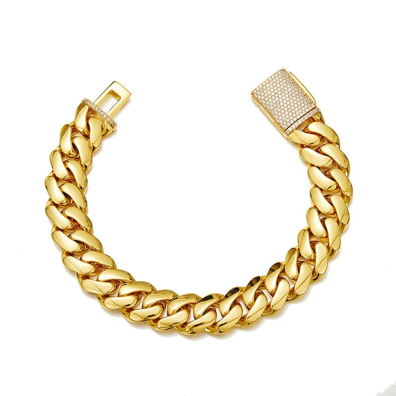Hip Hop Rock Stainless Steel Rhombus Cuban Miami Link Chain Bracelets for Men Bling Iced Out Rapper Jewelry Gold Silver Color - Image 8