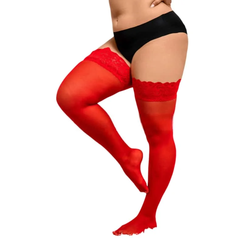 Women Plus Size Thigh High Stockings Lace Top Silicon Anti-skid Fashion NightClub Wear Sheer Over Knee Socks Female XXL - Image 28