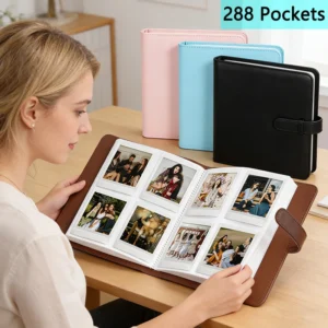 288-Card Slot Square Photo Album, Children's Growth Commemorative Photo Album, Suitable for Instax Sq1/6/10/20/40/Kodak C300R Camera Photos, Solid Color Pu Photo Album, Suitable for Kodak Mini 3 Square, Mini Shot 3 Square