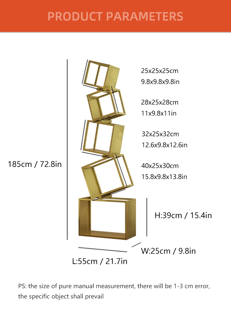 5 Layer Grid Bookshelf Modern Simple Foldable Storage Metal Living Study Room Decoration Corner Arrange Floor Standing Bookshelf - Image 11
