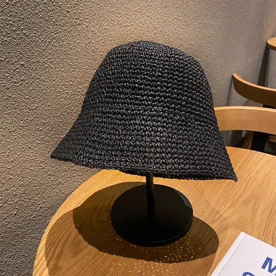 Beach Korean Straw Hat Summer Women Visor Bucket Hat Fisherman Hat Hand weaving Panama Girl Fishing Chapeau Sun Hats tool - Image 9
