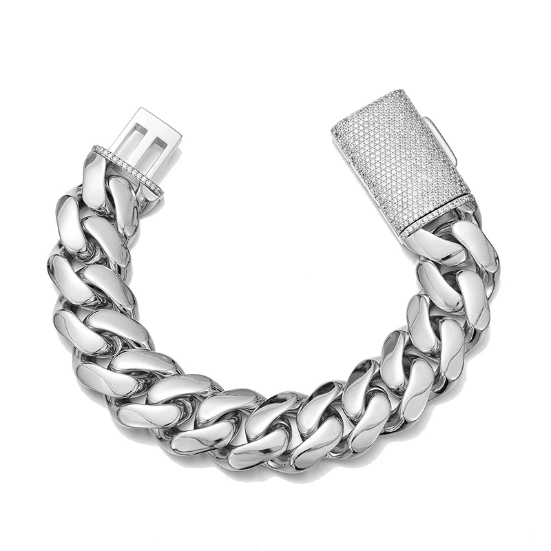 Hip Hop Rock Stainless Steel Rhombus Cuban Miami Link Chain Bracelets for Men Bling Iced Out Rapper Jewelry Gold Silver Color - Image 5
