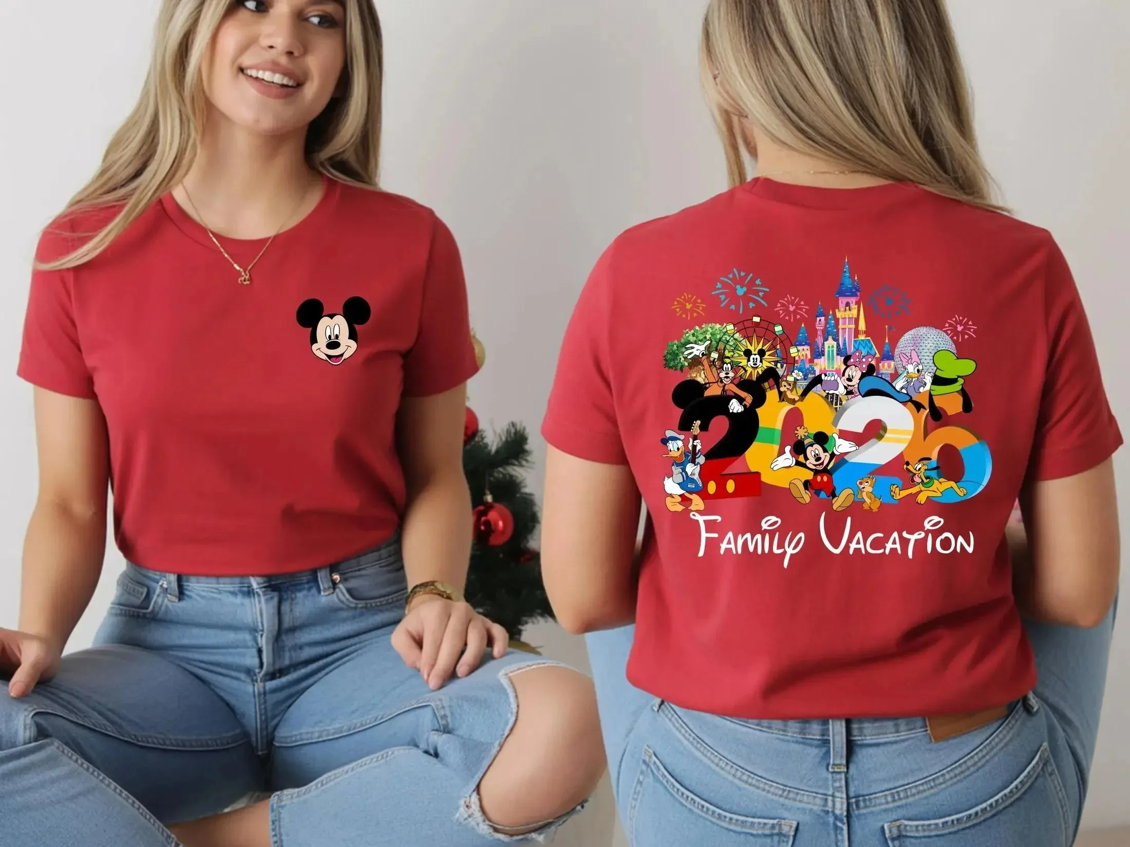 2026 Summer Mickey Classic Character Family Trip Theme Cotton Printed Short Sleeve T-shirt children - Image 4