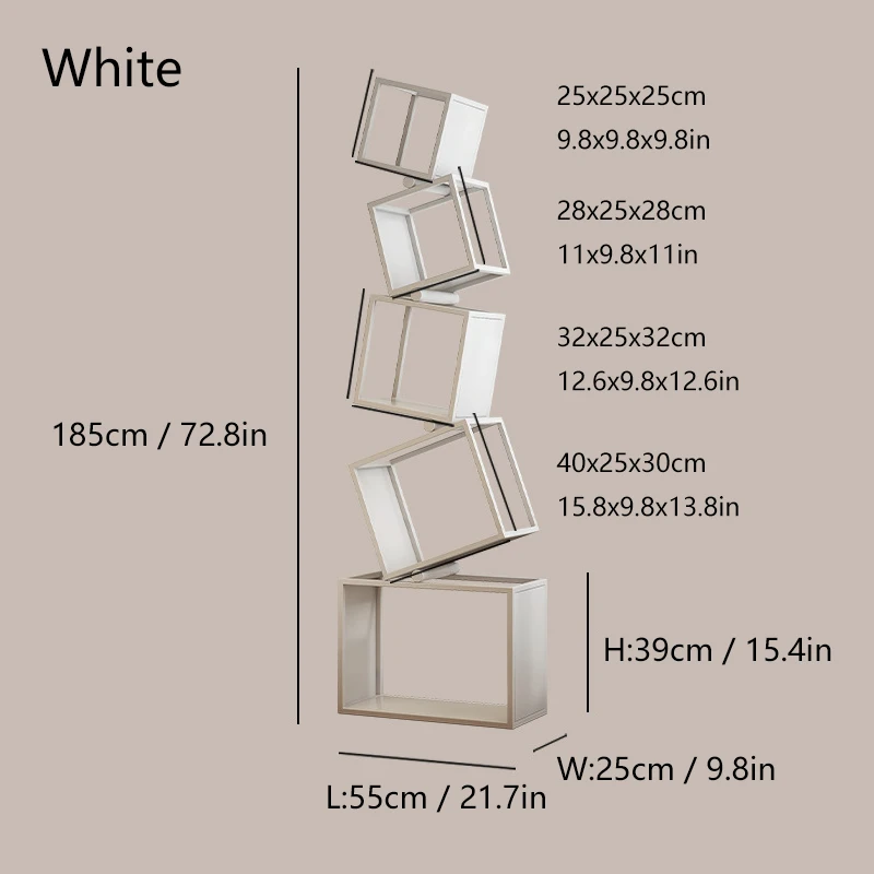 5 Layer Grid Bookshelf Modern Simple Foldable Storage Metal Living Study Room Decoration Corner Arrange Floor Standing Bookshelf - Image 8