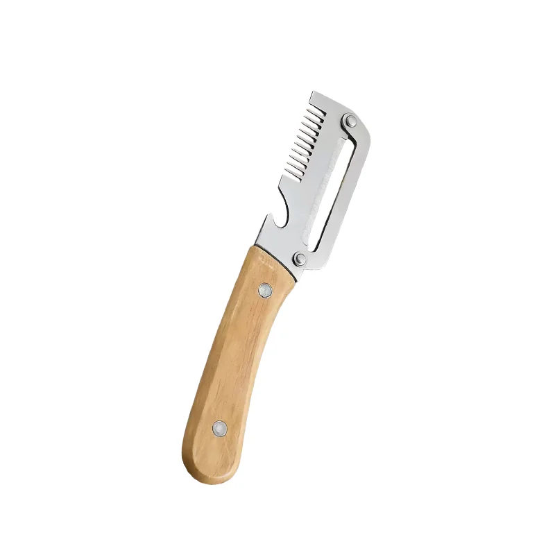 2-in-1 Stainless Steel Peeler Multi-Functional Serrated Vegetable Slicer Fruit Peeling Slicing Wooden Handle New Kitchen Knife - Image 10