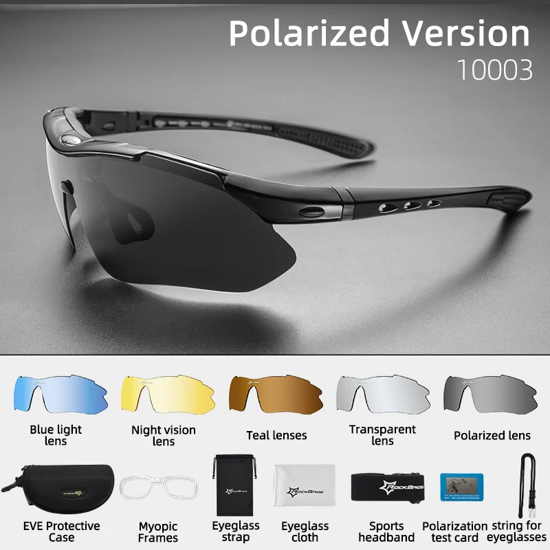 ROCKBROS Cycling Polarized glasses Bike Sunglasses Outdoor Sports Sunglasses MTB PC Goggles Eyewear 5/3 Lens Bicycle Accessory - Image 7