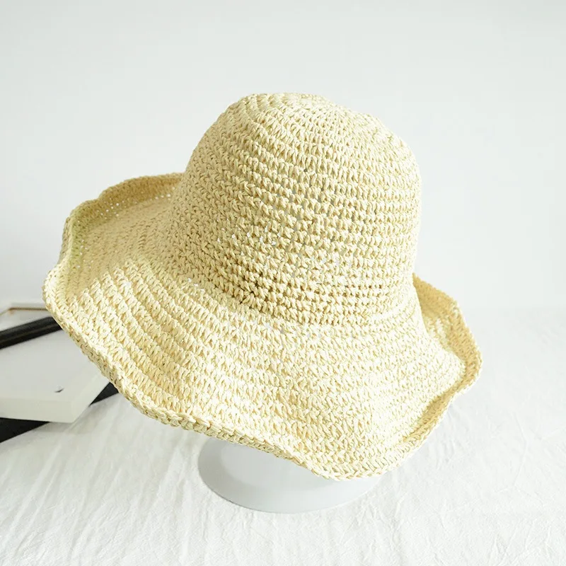 Beach Korean Straw Hat Summer Women Visor Bucket Hat Fisherman Hat Hand weaving Panama Girl Fishing Chapeau Sun Hats tool - Image 13