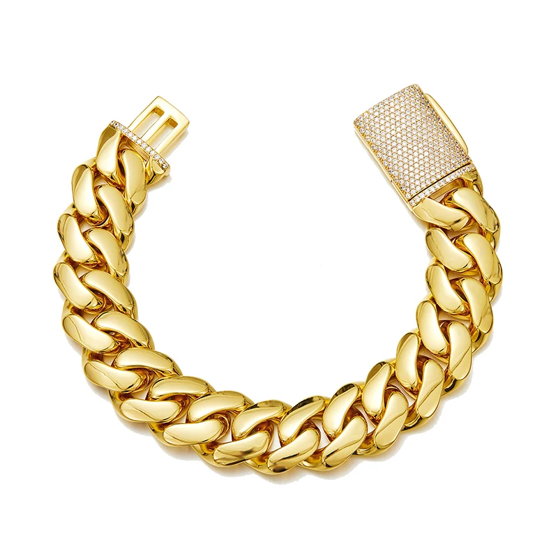 Hip Hop Rock Stainless Steel Rhombus Cuban Miami Link Chain Bracelets for Men Bling Iced Out Rapper Jewelry Gold Silver Color - Image 26