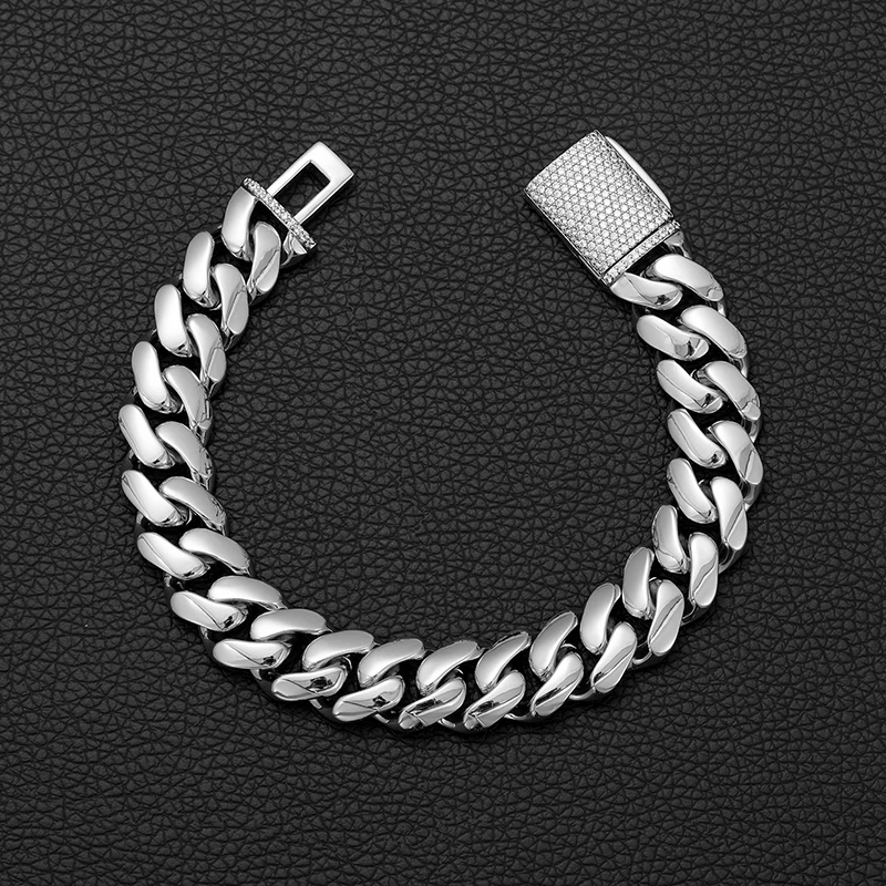 Hip Hop Rock Stainless Steel Rhombus Cuban Miami Link Chain Bracelets for Men Bling Iced Out Rapper Jewelry Gold Silver Color - Image 13