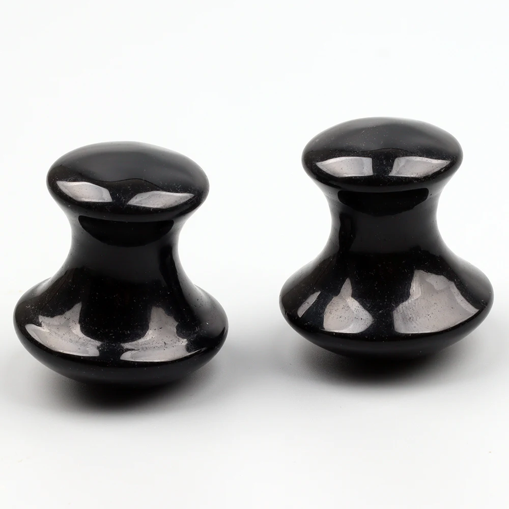 Obsidian Mushroom Face Care Massager Natural Crystal Gua Sha Tool Massage Head Eye Skincare Scraper Wrinkle Beauty Products - Image 2