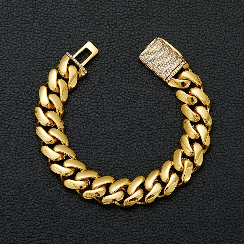 Hip Hop Rock Stainless Steel Rhombus Cuban Miami Link Chain Bracelets for Men Bling Iced Out Rapper Jewelry Gold Silver Color - Image 22