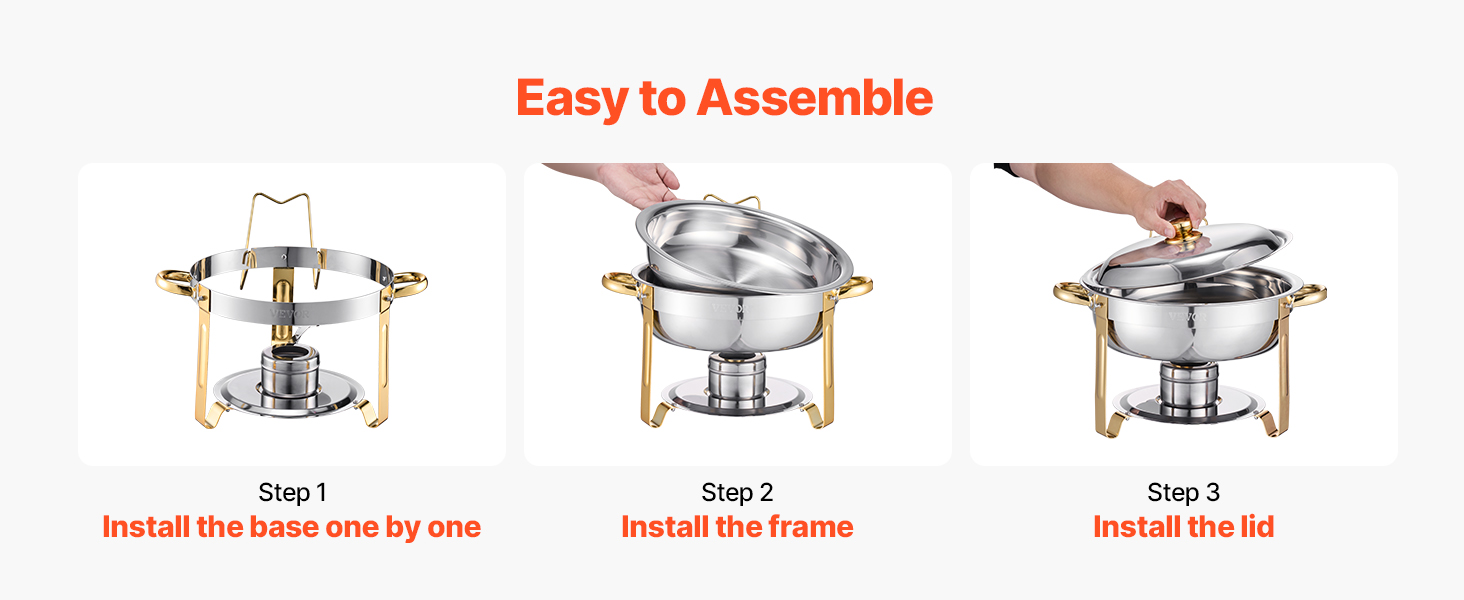 SucceBuy 4 Pack Chafing Dish Buffet Set Stainless Steel Chafer w/4 Full Size Pan Round Catering Warmer Server for Party Banquets - Image 17